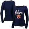 Promo 🥰 Unbranded 👩 Women's Navy Auburn Tigers Payton Elbow Patch Slub Raglan Long Sleeve T-Shirt 👏