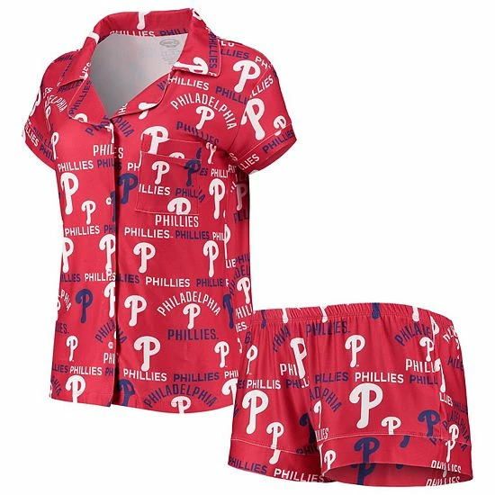 Cheapest ⌛ Unbranded 👩 Women's Concepts Sport Red Philadelphia Phillies Flagship Allover Print Top & Shorts Sleep Set 🔥 - Image 2
