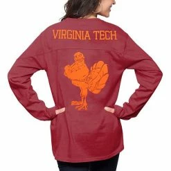 Best deal 😀 Unbranded 👩 Women's Pressbox Maroon Virginia Tech Hokies The Big 👚 Shirt Oversized Long Sleeve T-Shirt 💯