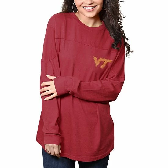 Best deal ๐ Unbranded ๐ฉ Women's Pressbox Maroon Virginia Tech Hokies The Big ๐ Shirt Oversized Long Sleeve T-Shirt ๐ฏ - Image 2