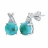 Outlet 🌟 Unbranded Sterling Silver Genuine Turquoise & Cubic Zirconia Earrings ✨
