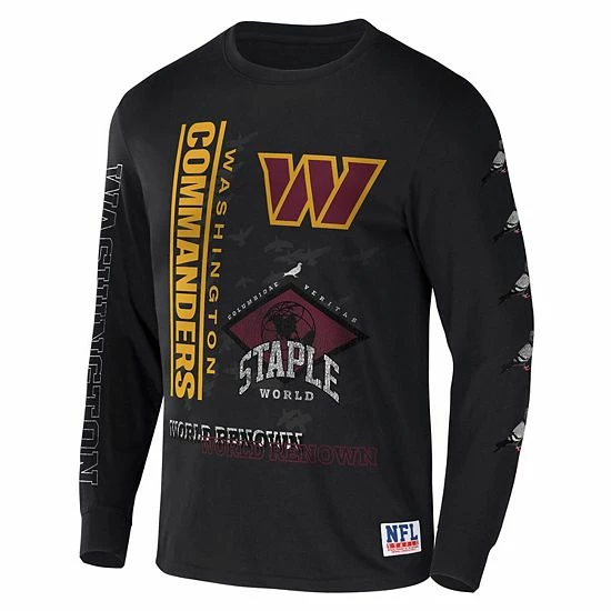 Promo ๐ Unbranded Men's NFL X Staple Black Washington Commanders World Renowned Long Sleeve T-Shirt ๐งจ - Image 3