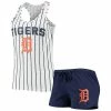 New ⌛ Unbranded 👩 Women's Concepts Sport Navy/White Detroit Tigers Vigor Racerback Tank Top & Shorts Sleep Set ❤️