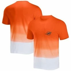 Hot Sale 💯 Unbranded Men's NFL X Darius Rucker Collection By Fanatics Orange/White Miami Dolphins Dip Dye Pocket T-Shirt 🧨