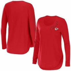 Promo 🧨 Unbranded 👩 Women's WEAR By Erin Andrews Red Kansas City Chiefs Team Scoop Neck T-Shirt 💯