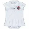 Brand new 😍 Unbranded Infant Garb White Ohio State Buckeyes Caroline Cap Sleeve Polo Romper 🔔