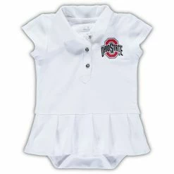 Brand new 😍 Unbranded Infant Garb White Ohio State Buckeyes Caroline Cap Sleeve Polo Romper 🔔