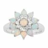 Best deal 👍 Unbranded Sterling Silver Lab-Created Opal & Lab-Created White Sapphire Flower Ring 🌟