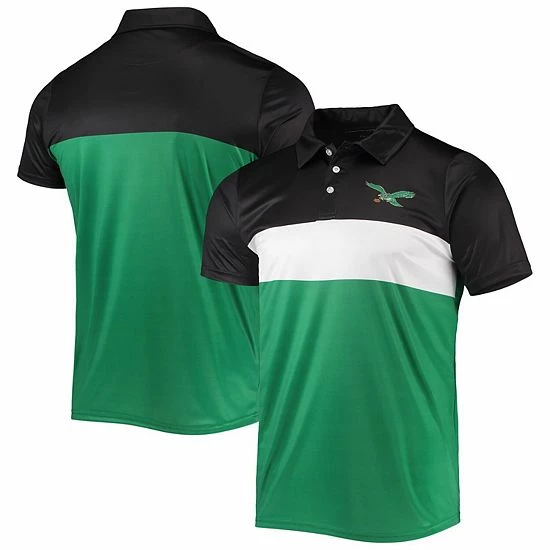 Discount โค๏ธ Unbranded Men's FOCO Black/Kelly Green Philadelphia Eagles Retro Colorblock Polo ๐ฅ