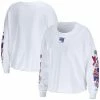 Hot Sale 🥰 Unbranded 👩 Women's WEAR By Erin Andrews White New York Rangers Celebration Cropped Long Sleeve T-Shirt ✨