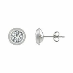 Cheap 🔔 Unbranded 10k White Gold Lab-Created White Sapphire Stud Earrings 🎁