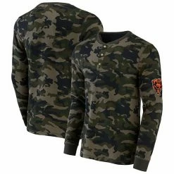 Wholesale 👏 Unbranded Men's NFL X Darius Rucker Collection By Fanatics Camo Chicago Bears Thermal Henley Long Sleeve T-Shirt 🌟