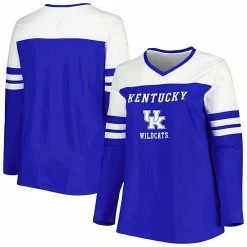 Best deal 😉 Unbranded 👩 Women's Royal Kentucky Wildcats Plus Size Long Sleeve Stripe V-Neck T-Shirt ⭐