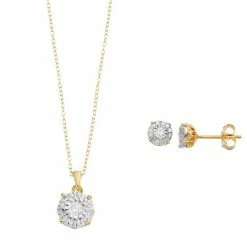 Budget 🤩 Unbranded 1/2 Carat T.W. Diamond Lotus Pendant Necklace & Earrings Set Sterling Silver 🥰