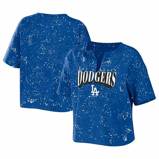 New โ๏ธ Unbranded ๐ฉ Women's WEAR By Erin Andrews Royal Los Angeles Dodgers Notch Neck Tie-Dye T-Shirt โ - Image 2
