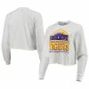 Wholesale 🛒 Unbranded 👩 Women's White LSU Tigers Retro Campus Crop Long Sleeve T-Shirt 🛒