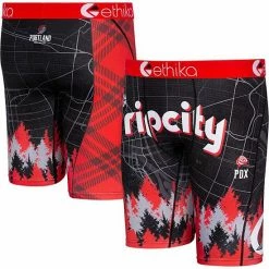 Best Sale ❤️ Unbranded Youth Ethika Black/Red Portland Trail Blazers 2021/22 City Edition Boxer Briefs 👍