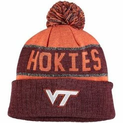Coupon ⌛ Unbranded Youth Top Of The World Orange Virginia Tech Hokies Below Zero Cuffed Knit Hat With Pom 🔔