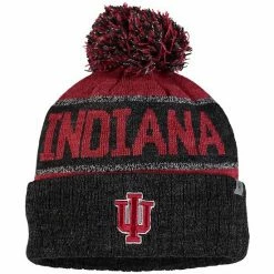 Brand new 😀 Unbranded Youth Top Of The World Crimson Indiana Hoosiers Below Zero Cuffed Knit Hat With Pom 🎁