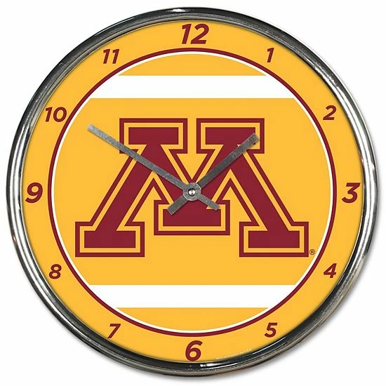 Promo ๐ Unbranded WinCraft Minnesota Golden Gophers Round Chrome Team Wall Clock ๐