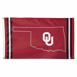Flash Sale 😉 Unbranded WinCraft Oklahoma Sooners 3' X 5' Deluxe State Shape Design Single-Sided Flag ✔️