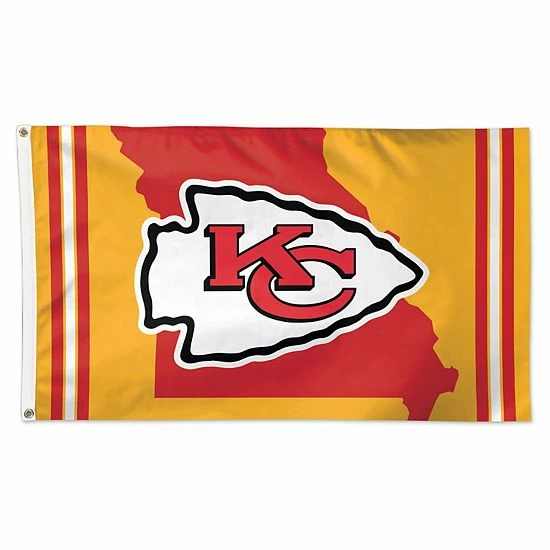 New โค๏ธ Unbranded WinCraft Kansas City Chiefs 3' X 5' Deluxe State Shape Design Single-Sided Flag ๐ - Image 2