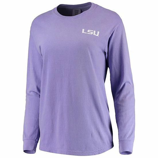 Cheapest ๐ Unbranded ๐ฉ Women's Purple LSU Tigers Comfort Colors Campus Skyline Long Sleeve Oversized T-Shirt ๐