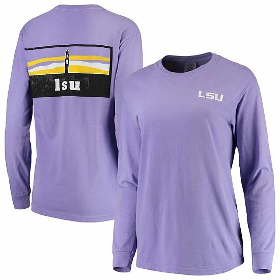 Cheapest ๐ Unbranded ๐ฉ Women's Purple LSU Tigers Comfort Colors Campus Skyline Long Sleeve Oversized T-Shirt ๐ - Image 2