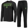 Top 10 🔔 Unbranded Men's Concepts Sport Black Seattle Sounders FC Meter Long Sleeve T-Shirt & Pants Sleep Set 😍