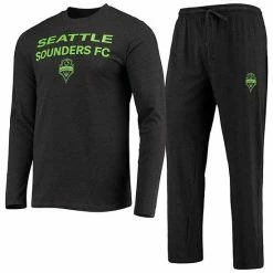 Top 10 🔔 Unbranded Men's Concepts Sport Black Seattle Sounders FC Meter Long Sleeve T-Shirt & Pants Sleep Set 😍