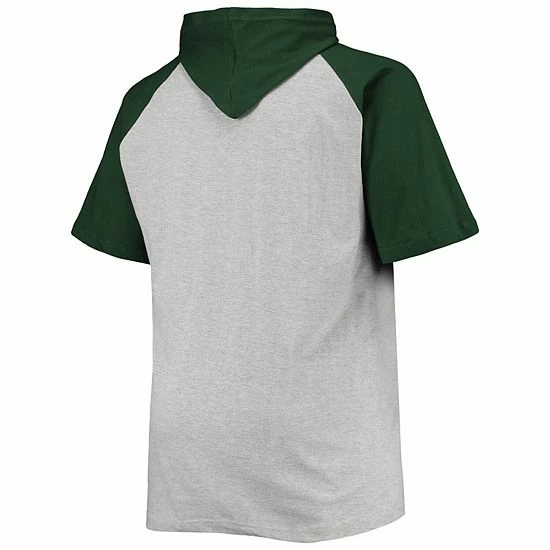 Coupon 💯 Unbranded Men's Heathered Gray/Green Green Bay Packers Big & Tall Raglan Short Sleeve Pullover Hoodie ⌛ - Image 4