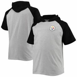 Best reviews of ⭐ Unbranded Men's Heathered Gray/Black Pittsburgh Steelers Big & Tall Raglan Short Sleeve Pullover Hoodie 🥰