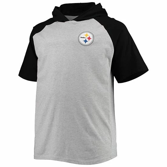 Best reviews of โญ Unbranded Men's Heathered Gray/Black Pittsburgh Steelers Big & Tall Raglan Short Sleeve Pullover Hoodie ๐ฅฐ - Image 3