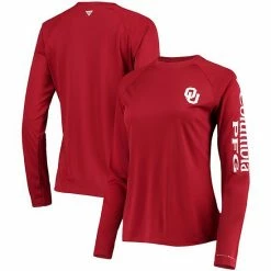 Best Pirce ❤️ Unbranded 👩 Women's Columbia Crimson Oklahoma Sooners PFG Tidal Long Sleeve T-Shirt 🤩