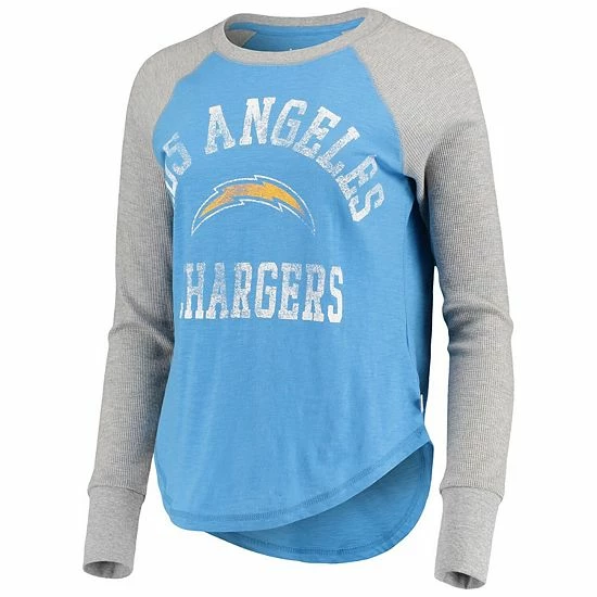 Discount ๐ Unbranded ๐ฉ Women's Touch Powder Blue Los Angeles Chargers Waffle Raglan Long Sleeve T-Shirt ๐ - Image 3
