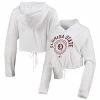 Discount 🔔 Unbranded 👩 Women's White Florida State Seminoles Poppy Cinched Cropped Hoodie Long Sleeve T-Shirt ⌛
