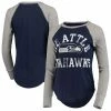 Flash Sale 🎉 Unbranded 👩 Women's Touch By Alyssa Milano College Navy/Gray Seattle Seahawks Waffle Raglan Long Sleeve T-Shirt 💯