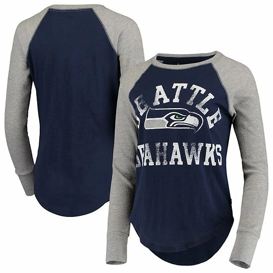 Flash Sale ๐ Unbranded ๐ฉ Women's Touch By Alyssa Milano College Navy/Gray Seattle Seahawks Waffle Raglan Long Sleeve T-Shirt ๐ฏ