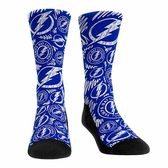 Wholesale ๐ Unbranded Men's Rock Em ๐งฆ Socks Tampa Bay Lightning Logo Sketch Crew ๐งฆ Socks ๐