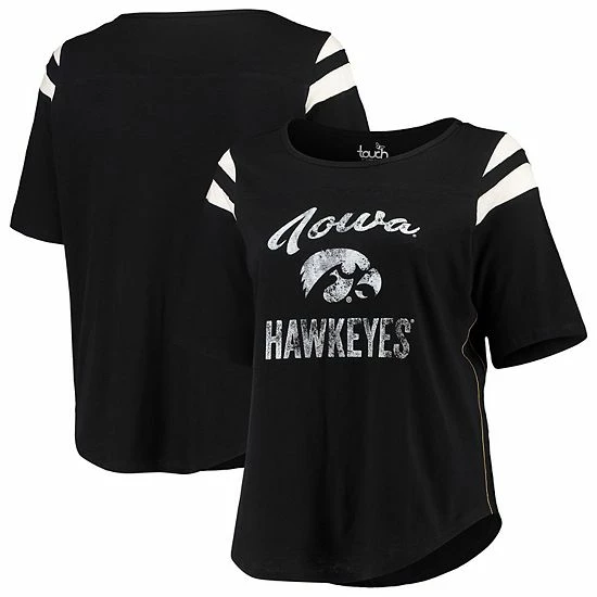 Cheap 😉 Unbranded 👩 Women's Touch By Alyssa Milano Black Iowa Hawkeyes Plus Size Linebacker Half-Sleeve T-Shirt 🛒