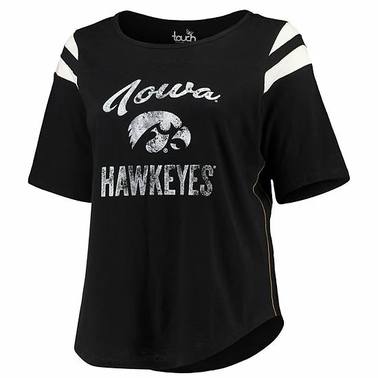 Cheap 😉 Unbranded 👩 Women's Touch By Alyssa Milano Black Iowa Hawkeyes Plus Size Linebacker Half-Sleeve T-Shirt 🛒 - Image 3