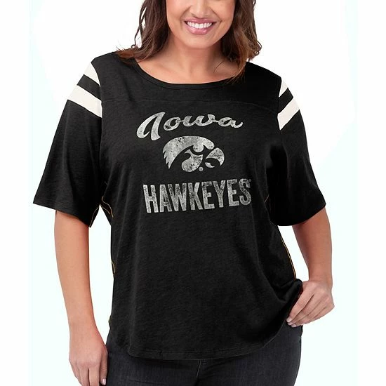 Cheap 😉 Unbranded 👩 Women's Touch By Alyssa Milano Black Iowa Hawkeyes Plus Size Linebacker Half-Sleeve T-Shirt 🛒 - Image 5