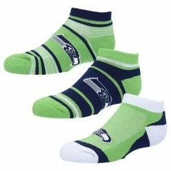 Hot Sale 👍 Unbranded Youth For Bare Feet Seattle Seahawks 3-Pack Cash Ankle 🧦 Socks 😍