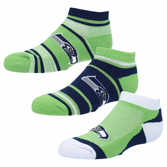 Hot Sale ๐ Unbranded Youth For Bare Feet Seattle Seahawks 3-Pack Cash Ankle ๐งฆ Socks ๐