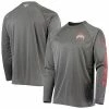 Hot Sale 😀 Unbranded Men's Columbia Heathered Charcoal Ohio State Buckeyes PFG Terminal Tackle Raglan Omni-Shade Long Sleeve T-Shirt 🧨