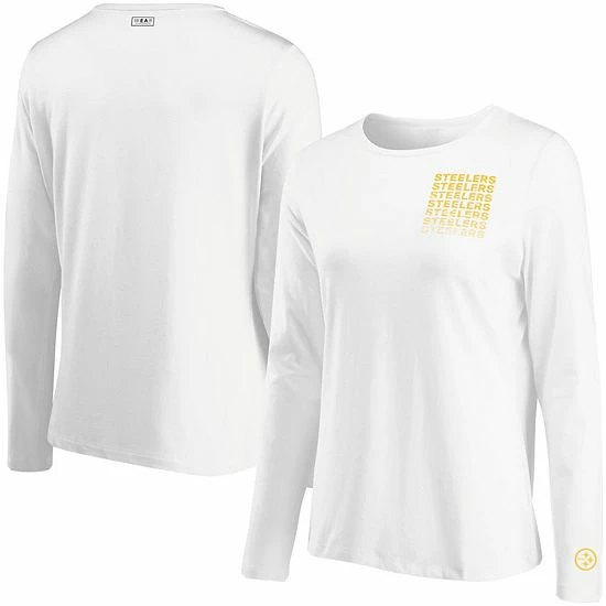 Best deal ⌛ Unbranded 👩 Women's WEAR By Erin Andrews White Pittsburgh Steelers Repeat Tri-Blend Long Sleeve T-Shirt 👍