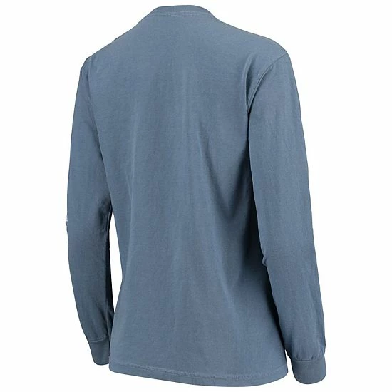 New ๐ Unbranded ๐ฉ Women's Soft As A Grape Navy Cleveland Indians Pigment Dye Long Sleeve T-Shirt โจ - Image 4