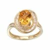 Coupon 🎉 Unbranded 14k Gold Over Silver Citrine & Lab-Created White Sapphire Twist Ring 😉