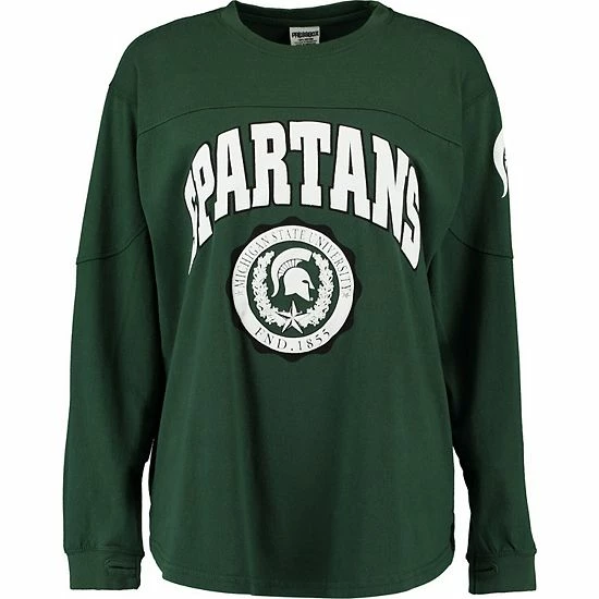 Promo 🌟 Unbranded 👩 Women's Pressbox Green Michigan State Spartans Edith Long Sleeve Oversized Top ⭐ - Image 2