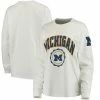 Cheapest 😉 Unbranded 👩 Women's White Michigan Wolverines Edith Long Sleeve T-Shirt 😀